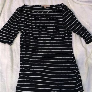 3/4 sleeve black and white striped dressy top!